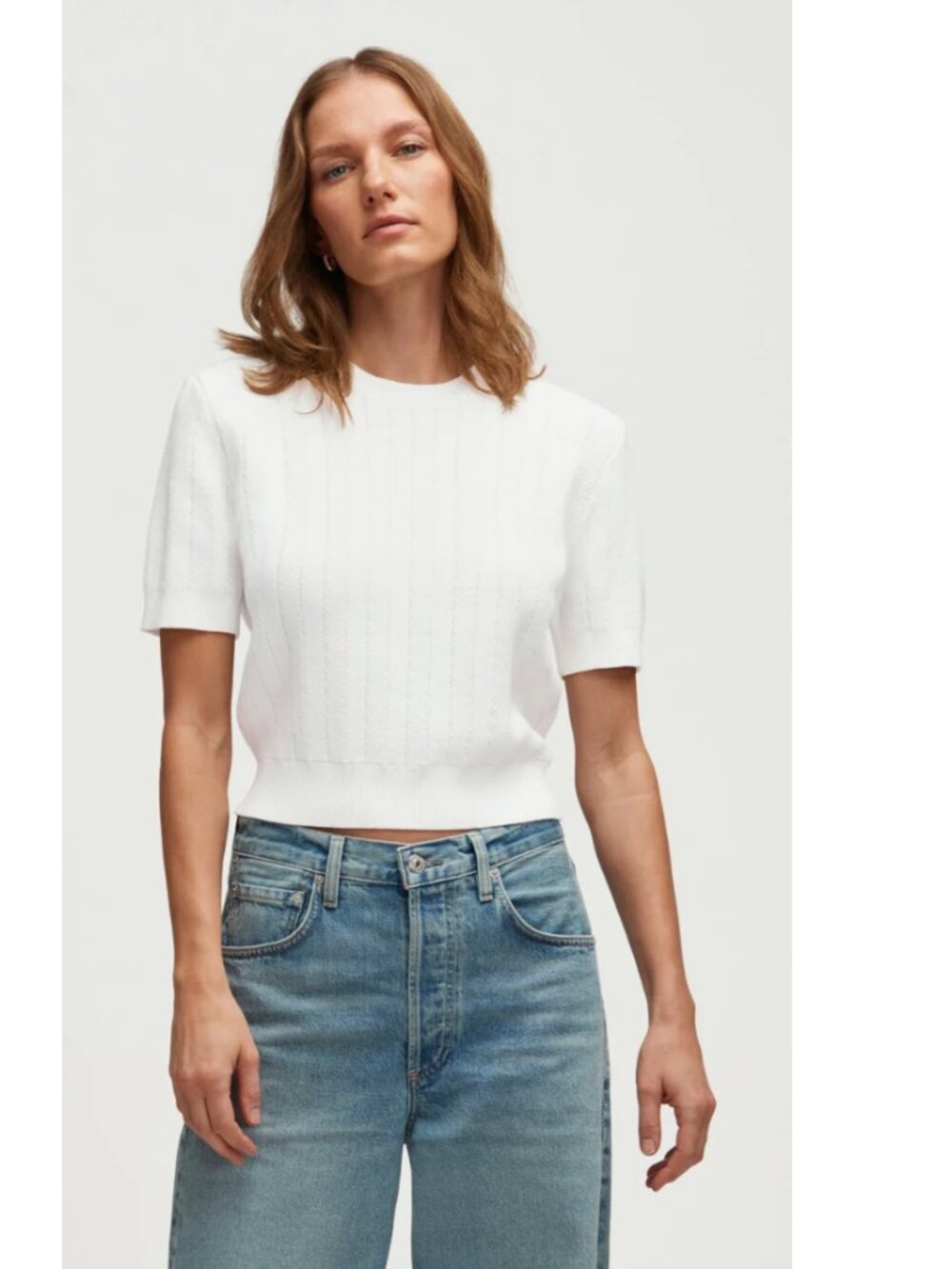 Argent White Herringbone Top in Large